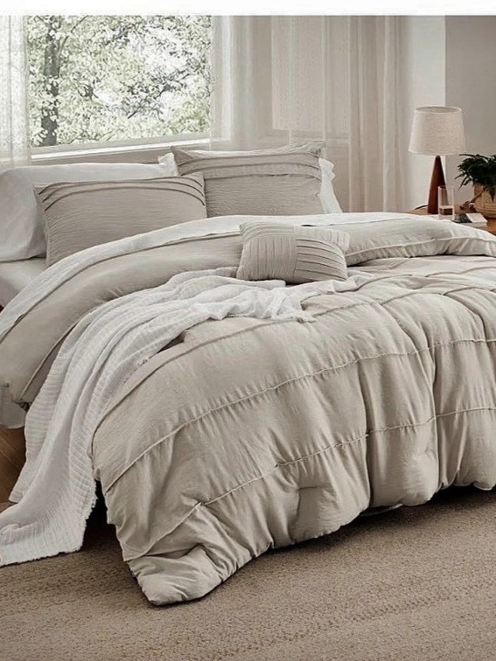 Bedsure Beige Queen Comforter Set 4 Piece